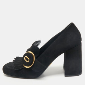 Prada Black Suede Fringe Pumps Size 38.5