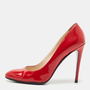 prada red patent leather pointed toe pumps size 39