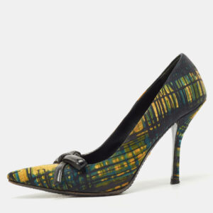 prada multicolor fabric bow pointed toe pumps size 38.5