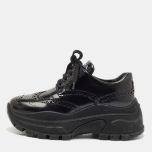 prada black leather brogue derby chunky platform sneakers size 36