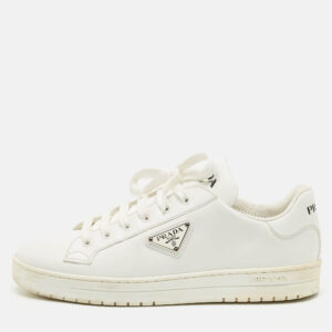 Prada White Leather Low Top Sneakers Size 39.5
