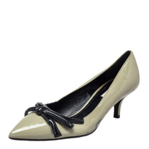 Prada Olive Green Patent Leather Pointed Toe Pumps Size 38