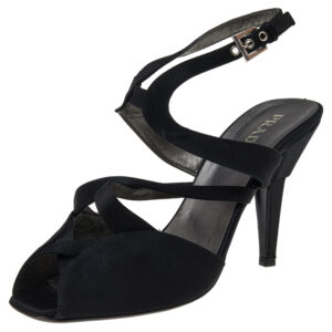 Prada Black Satin Slingback Sandals Size 37.5