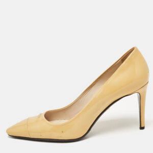 Prada Beige Patent Leather Pointed Toe Pumps Size 39.5