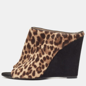 Prada Brown Calf Hair Wedge Sandals Size 37.5