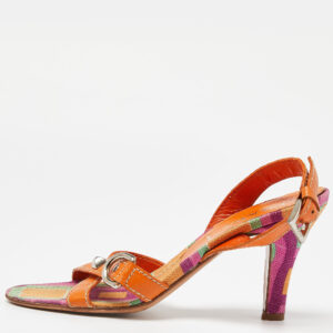 Prada Multicolor Leather Printed Ankle Strap Sandals Size 36