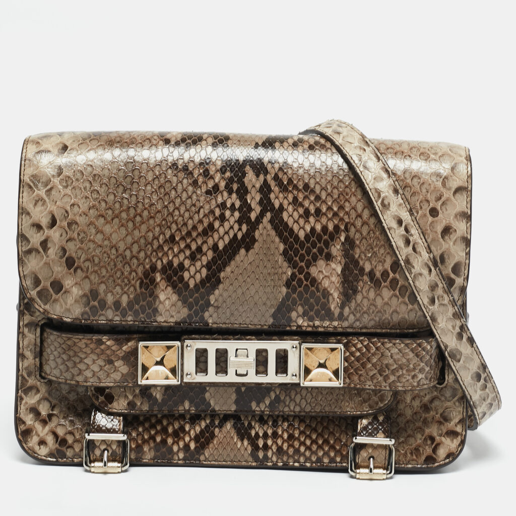 luxury-women-proenza-schouler-used-handbags-p1150877-009.jpg Proenza Schouler Beige Python Classic PS11 Shoulder Bag