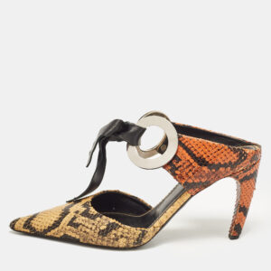 Proenza Schouler Multicolor Python Embossed Leather Pointed Toe Mules Size 38
