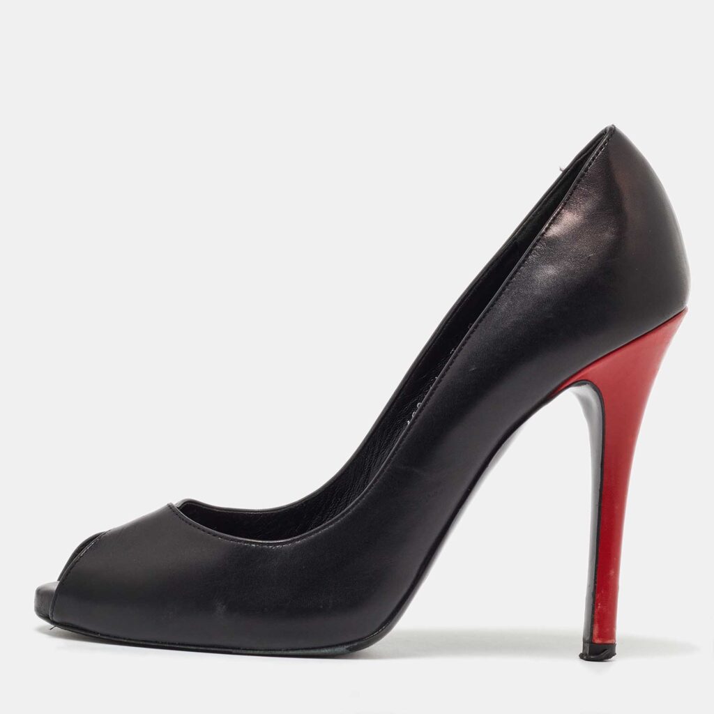 luxury-women-ralph-lauren-collection-used-shoes-p1069049-003 Ralph Lauren Black Leather Peep Toe Pumps Size 37