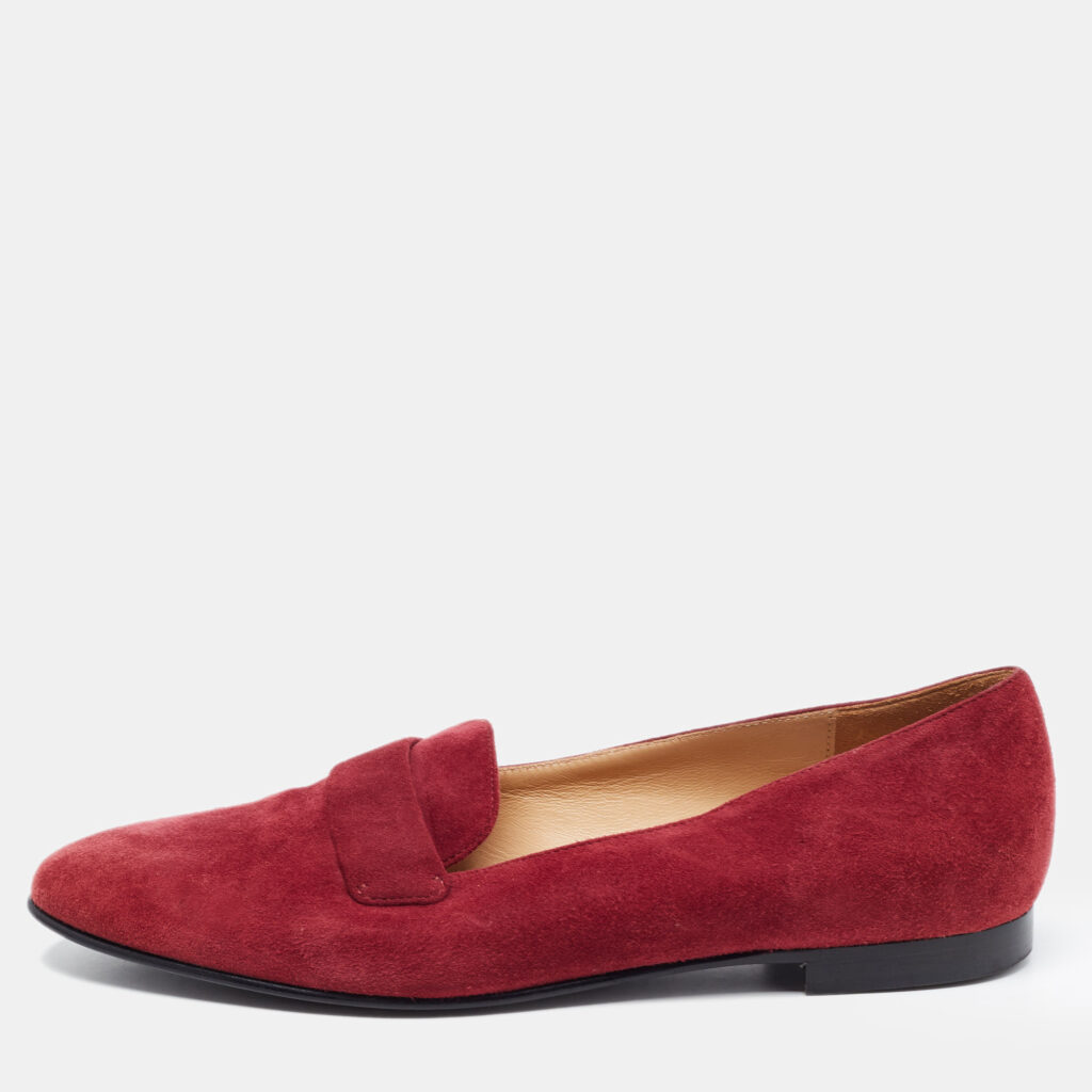 luxury-women-ralph-lauren-collection-used-shoes-p825920-001 Ralph Lauren Collection Burgundy Suede Smoking Slippers Size 36