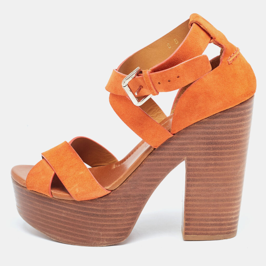 luxury-women-ralph-lauren-collection-used-shoes-p921251-010 Ralph Lauren Collection Orange Suede Alannah Sandals Size 38