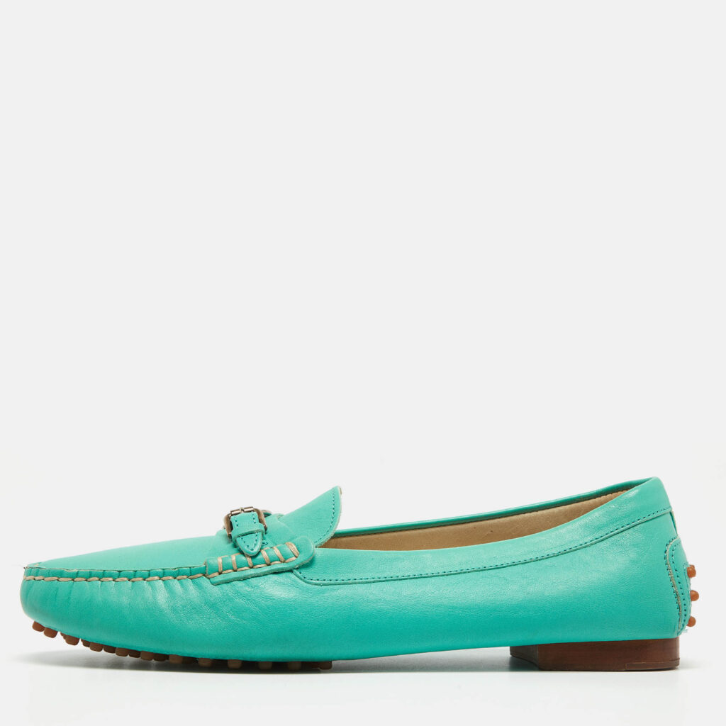 luxury-women-ralph-lauren-collection-used-shoes-p977289-010 Ralph Lauren Collection Blue Leather Buckle Loafers Size 40