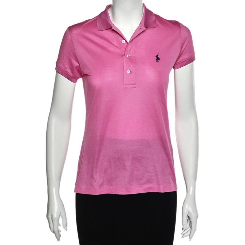 luxury-women-ralph-lauren-purple-label-used-clothes-p564087-1640068977-006-2 Ralph Lauren Pink Cotton Pique Short Sleeve Polo T-Shirt S