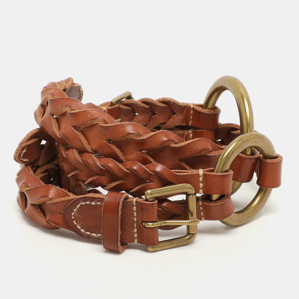 luxury-women-ralph-lauren-used-accessories-p1145704-006 Ralph Lauren Brown Braided Leather Buckle Waist Belt M