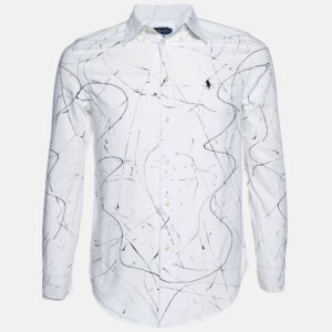 Ralph Lauren White Printed Cotton Buttoned Down Shirt M