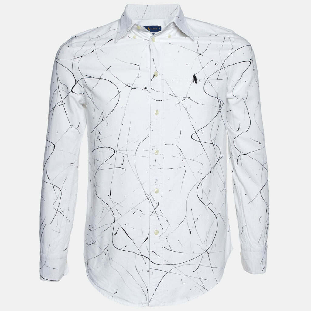 Ralph Lauren White Printed Cotton Buttoned Down Shirt M