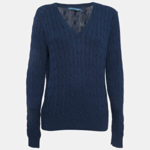 Ralph Lauren Hunter Navy Blue Cable Knit Sweater XL