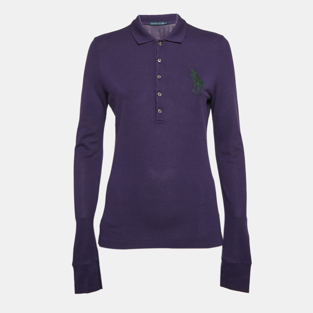 Polo Ralph Lauren Purple Cotton Pique Long Sleeve Polo T-Shirt M