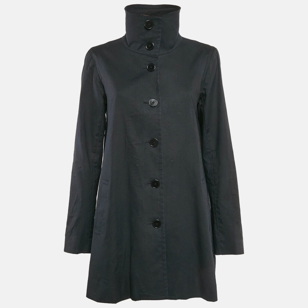 luxury-women-ralph-lauren-used-clothes-p1093513-001 Ralph Lauren Black Cotton Single Breasted High Neck Coat M