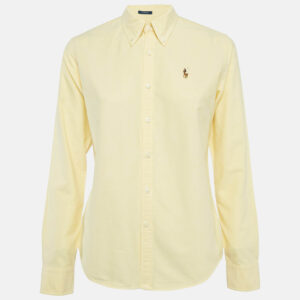 Ralph Lauren Yellow Cotton Slim Fit Button Front Shirt M