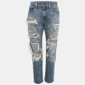 Ralph Lauren Blue Distressed Denim Low Waist Jeans M 33"