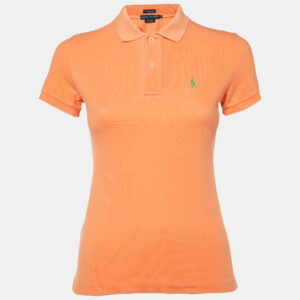 Ralph Lauren Orange Logo Embroidered Cotton Skinny Polo T-Shirt XS