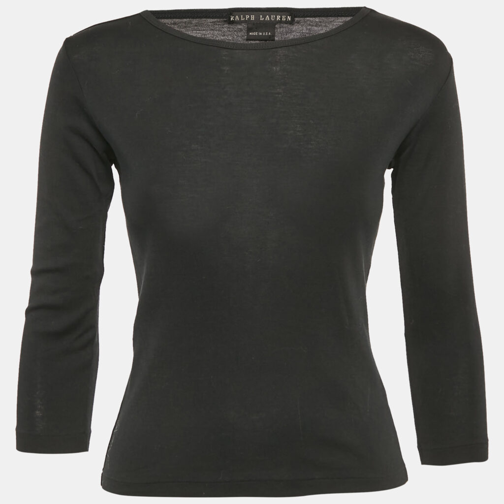 luxury-women-ralph-lauren-used-clothes-p1149064-004 Ralph Lauren Black Cotton Knit Long Sleeve T-Shirt M