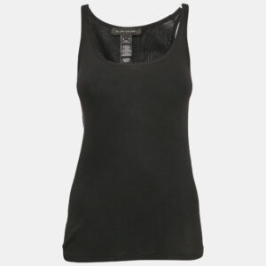 Ralph Lauren Black Rib Knit Cotton Tank Top L