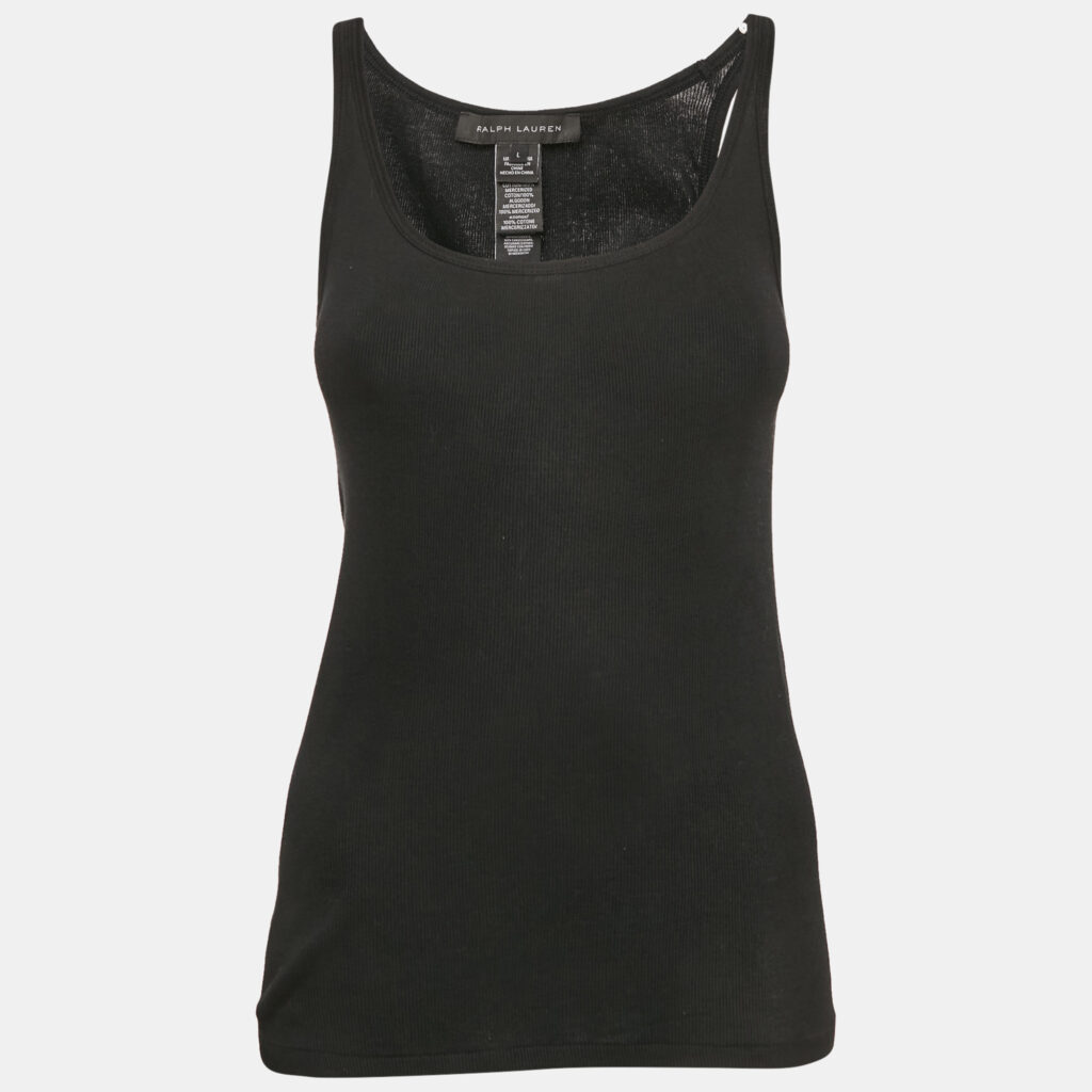 luxury-women-ralph-lauren-used-clothes-p1153144-005 Ralph Lauren Black Rib Knit Cotton Tank Top L