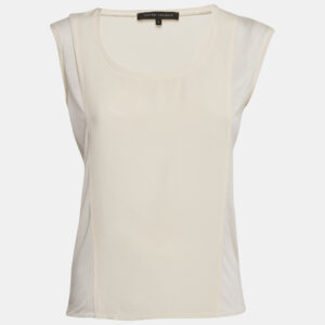Ralph Lauren White Silk Panel Detail Sleeveless Top S