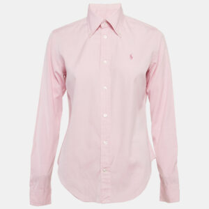 Ralph Lauren Pink Cotton Button Front Super Slim Fit L