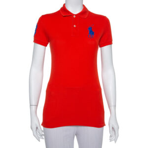 Ralph Lauren Orange Cotton Pique The Skinny Polo T-Shirt S