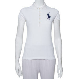 Ralph Lauren White Cotton Pique Skinny Polo T-Shirt S