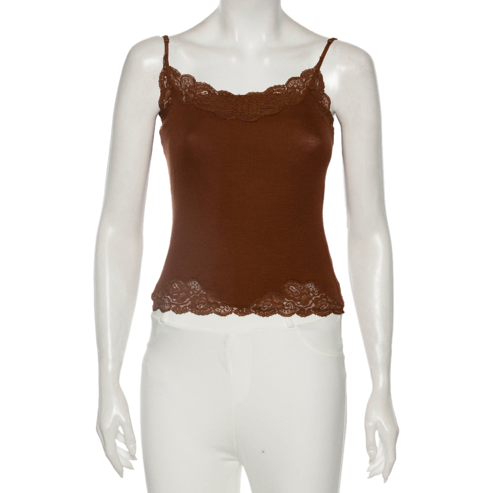 luxury-women-ralph-lauren-used-clothes-p496555-004 Ralph Lauren Brown Knit Lace Detailed Sleeveless Camisole S