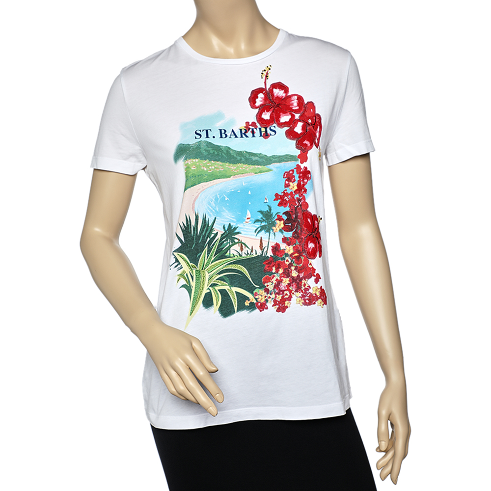 luxury-women-ralph-lauren-used-clothes-p586303-006-2 Ralph Lauren White St.Barths Printed Sequin Embellished Cotton T-Shirt S