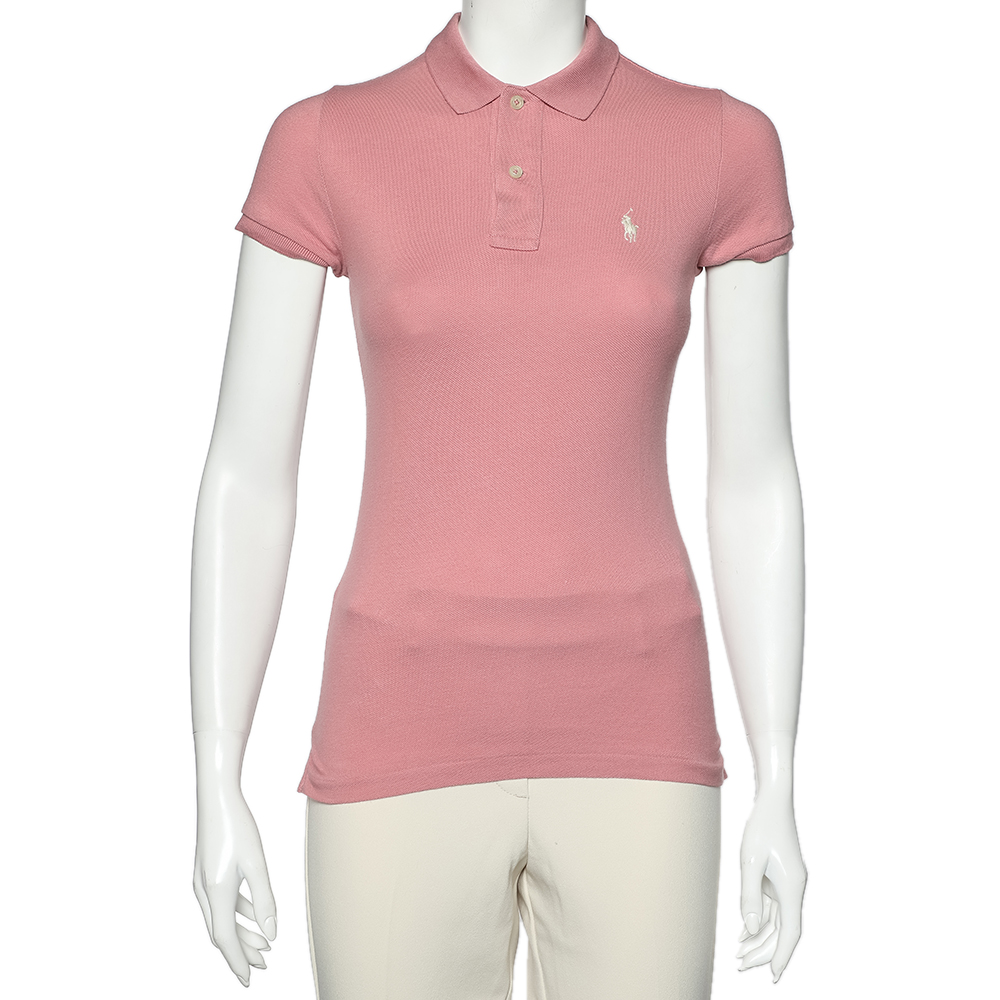 luxury-women-ralph-lauren-used-clothes-p600862-001-2 Ralph Lauren Pink Cotton Pique Skinny Polo T-Shirt S