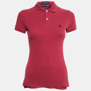 Ralph Lauren Red Cotton Pique Skinny Polo T-Shirt S