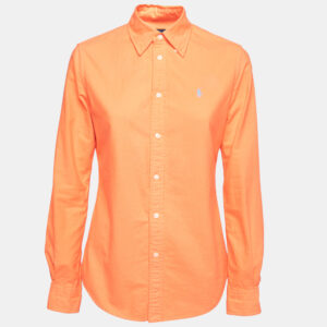 Ralph Lauren Neon Orange Cotton Button Front Custom Fit Shirt S