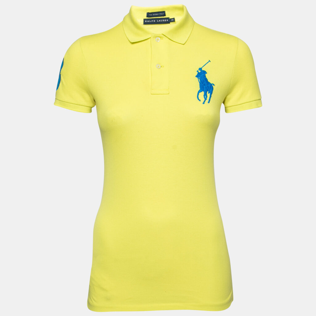 luxury-women-ralph-lauren-used-clothes-p678929-001-1 Ralph Lauren Yellow Cotton Pique Skinny Polo T-Shirt XS