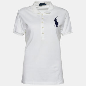 Ralph Lauren White Cotton Pique Polo T-Shirt L