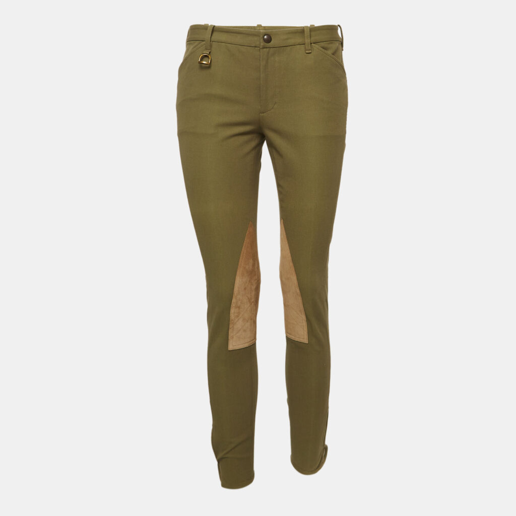 luxury-women-ralph-lauren-used-clothes-p973435-002 Ralph Lauren Green Suede Trim Cotton Breeches Pants M