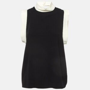 Ralph Lauren Black Sateen Mock Neck Sleeveless Top M