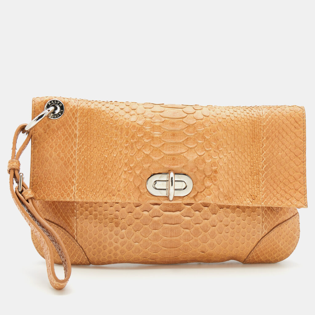 luxury-women-ralph-lauren-used-handbags-p716379-009 Ralph Lauren Beige Python Wristlet Clutch