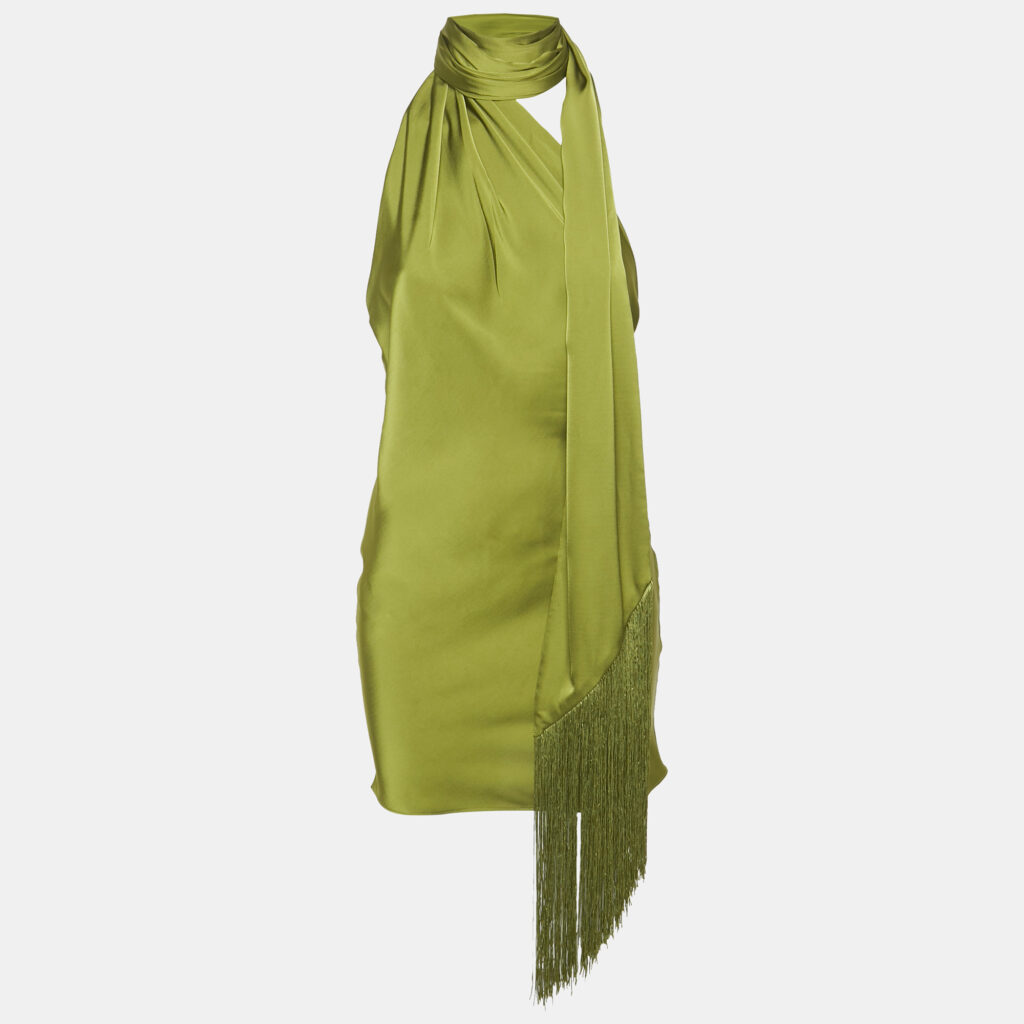 luxury-women-rat-bao-used-clothes-p1158253-002 Rat & Bao Green Satin Halter Neck Mini Dress M