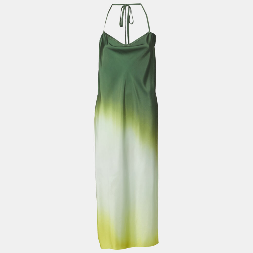 luxury-women-rat-bao-used-clothes-p1158293-001 Rat & Bao Ombre Green/Multicolor Satin Halter Neck Long Dress XS