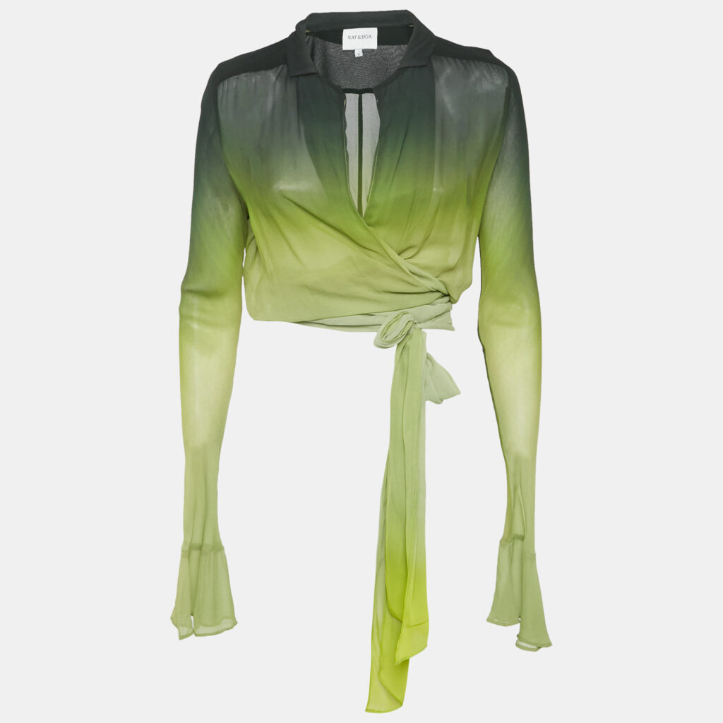 luxury-women-rat-bao-used-clothes-p1158346-005 Rat & Bao Green Ombre Crepe Cypress Shirt S