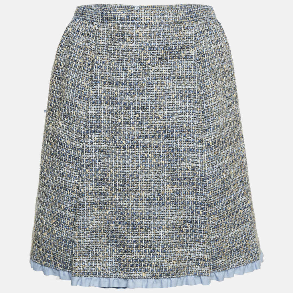 luxury-women-red-valentino-new-clothes-p1142819-001 RED Valentino Blue Tweed Ruffled Mini Skirt L
