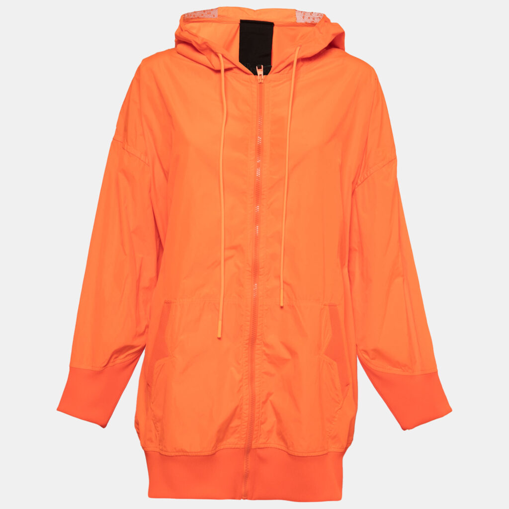 luxury-women-red-valentino-new-clothes-p802657-001 RED Valentino The Black Tag Neon Orange Taffeta Zip Front Hooded Coat S
