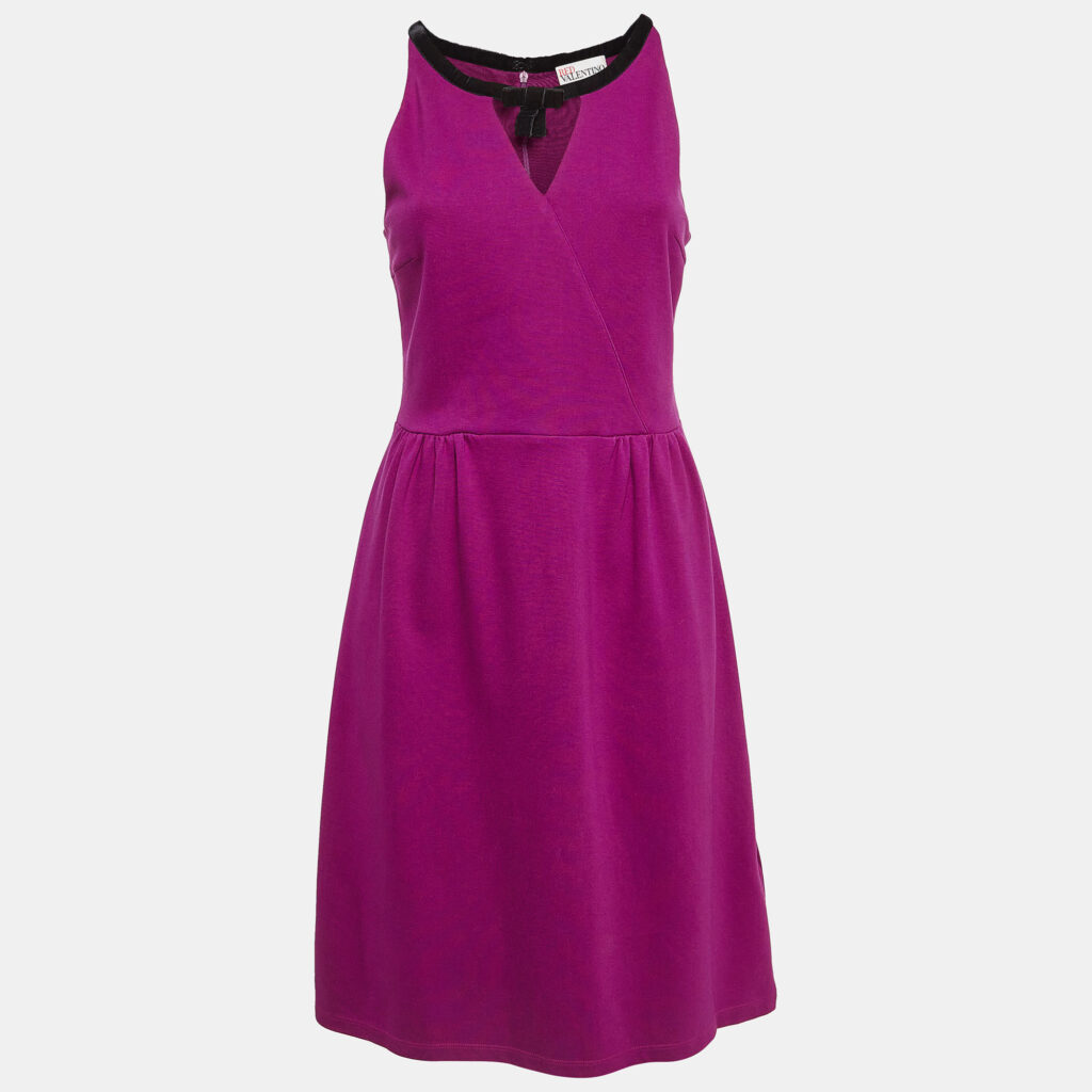 luxury-women-red-valentino-used-clothes-p1039291-002 RED Valentino Pink Knit Bow Neck Detail Mini Dress M