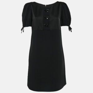 RED Valentino Black Crepe Bow Detail Mini Dress M
